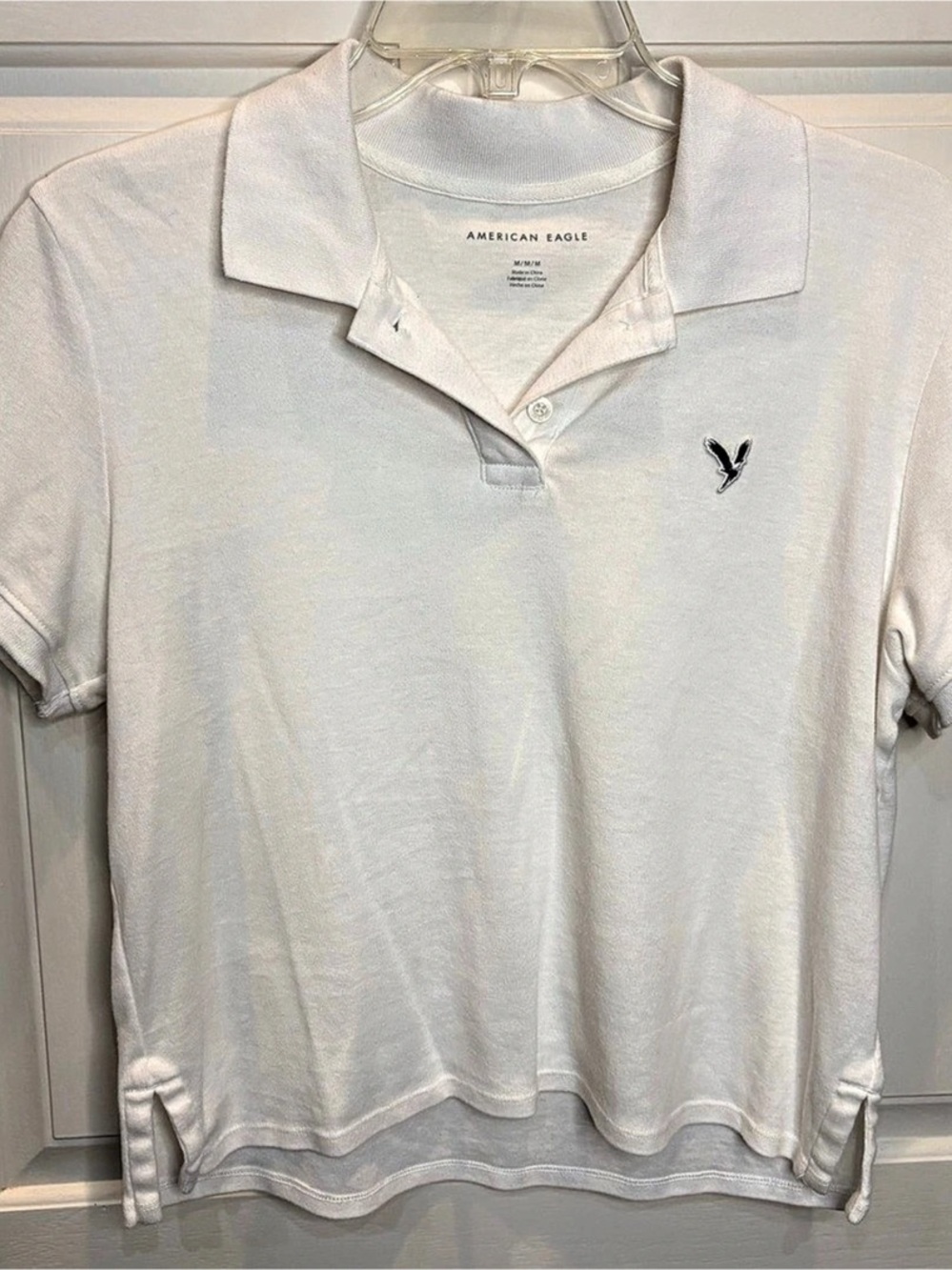 American Eagle Women’s White Short Sleeve Polo Shirt Size M